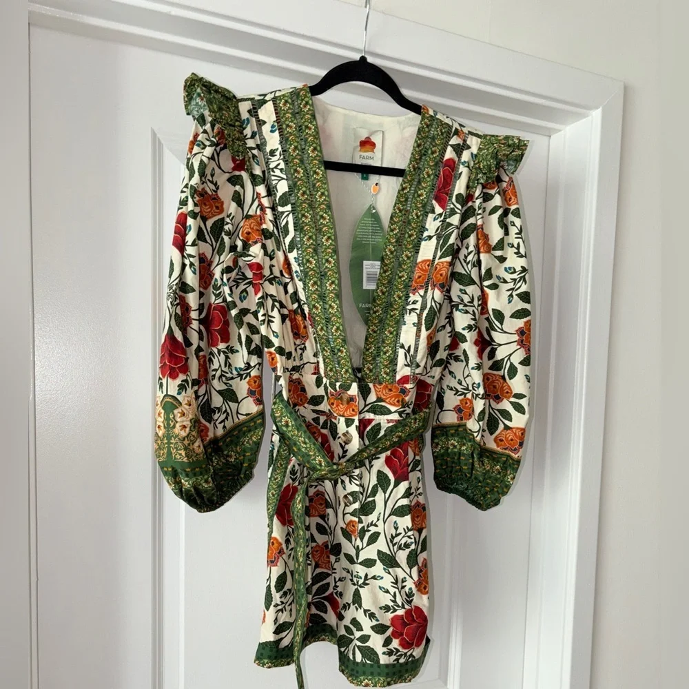 Farm Rio: Sand Garden Tapestry Organic Cotton Romper - Picture 3 of 11